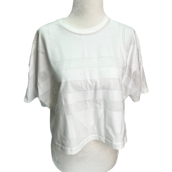 𝅺NWOT Adidas Originals LGR Logo Tee White Cropped Size XS - Picture 2 of 13